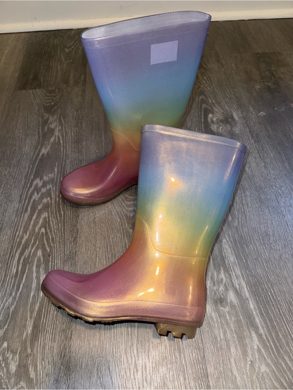 Girls rainbow rain boots